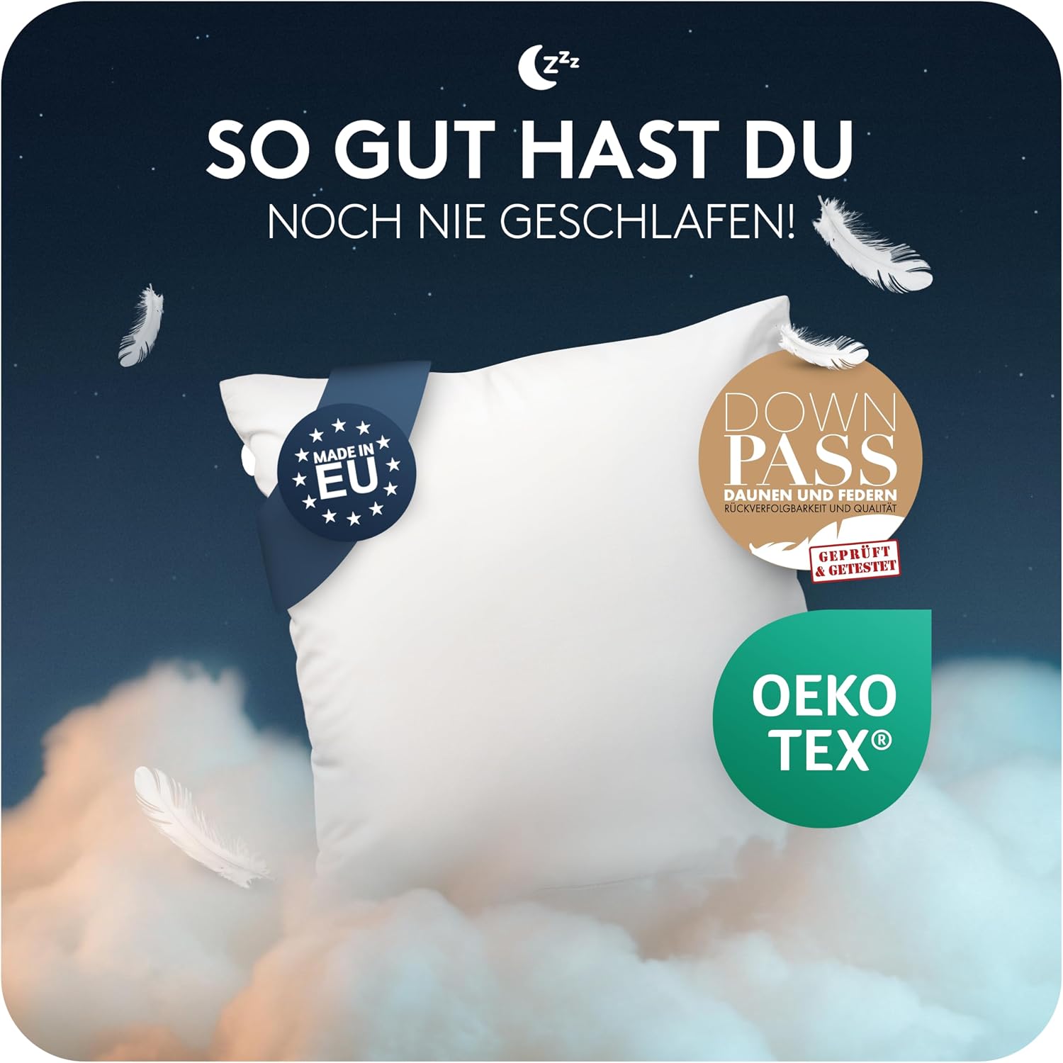 Thumbnail 1 de CALMONT 3-Kammer Daunenkissen 40x80 – Flauschig, allergikergeeignet und langlebig