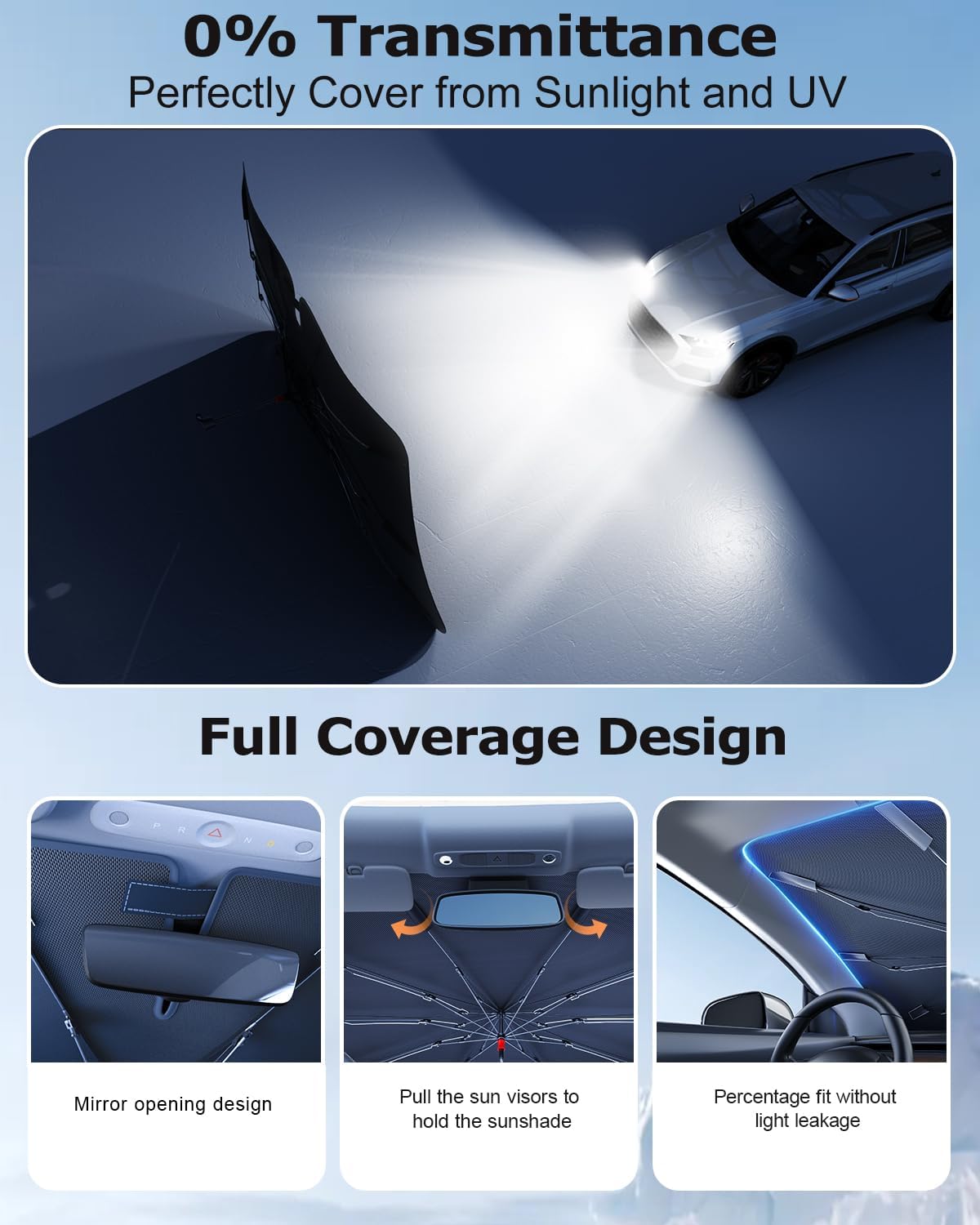 Thumbnail 3 de DMJN Umbrella Windshield Sun Shade for Toyota Highlander (2009-2026)