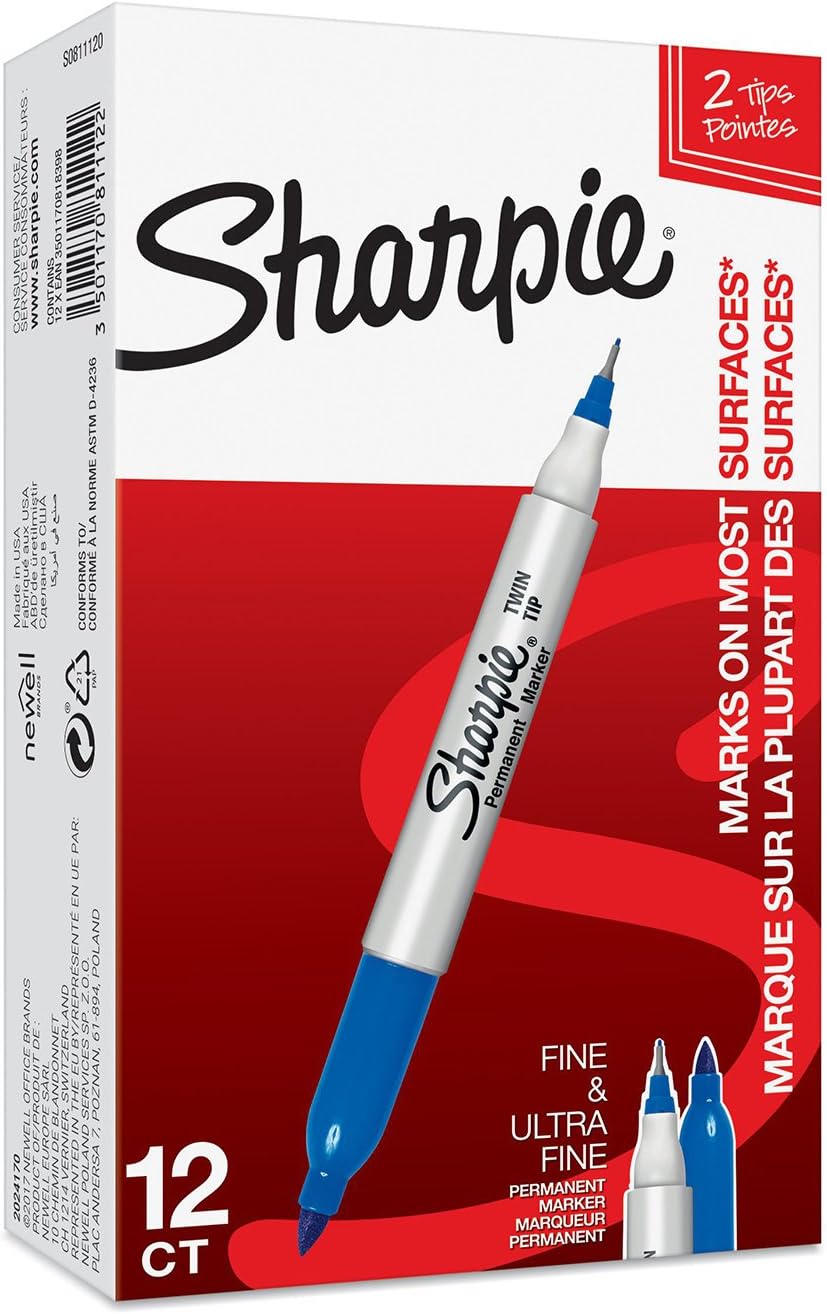 Detalle 1 de Sharpie Twin Tip-markerstiften, set van 8 in diverse kleuren met dubbele punt