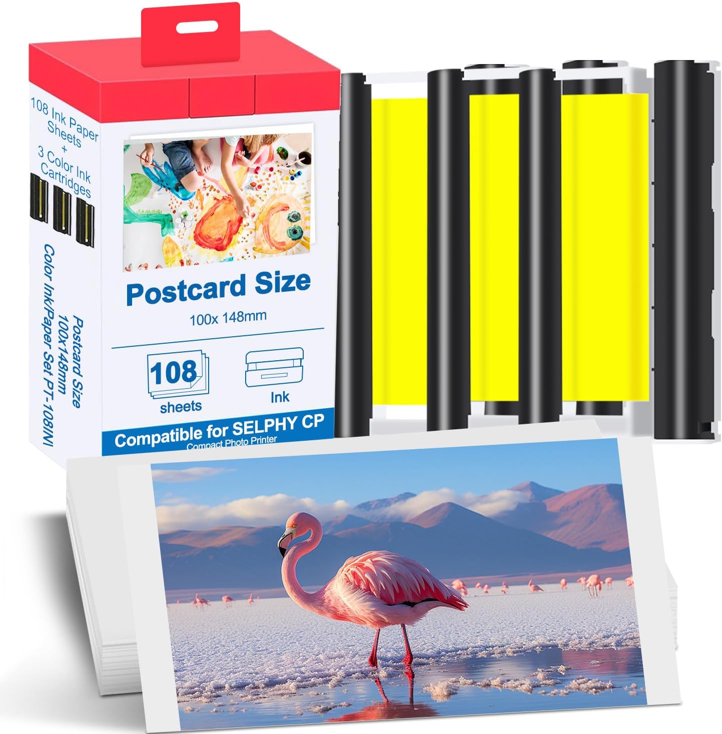 Detalle de MeetRGB Selphy CP1500 Ink and Paper Set, 3 Cartridges and 108 Glossy Sheets