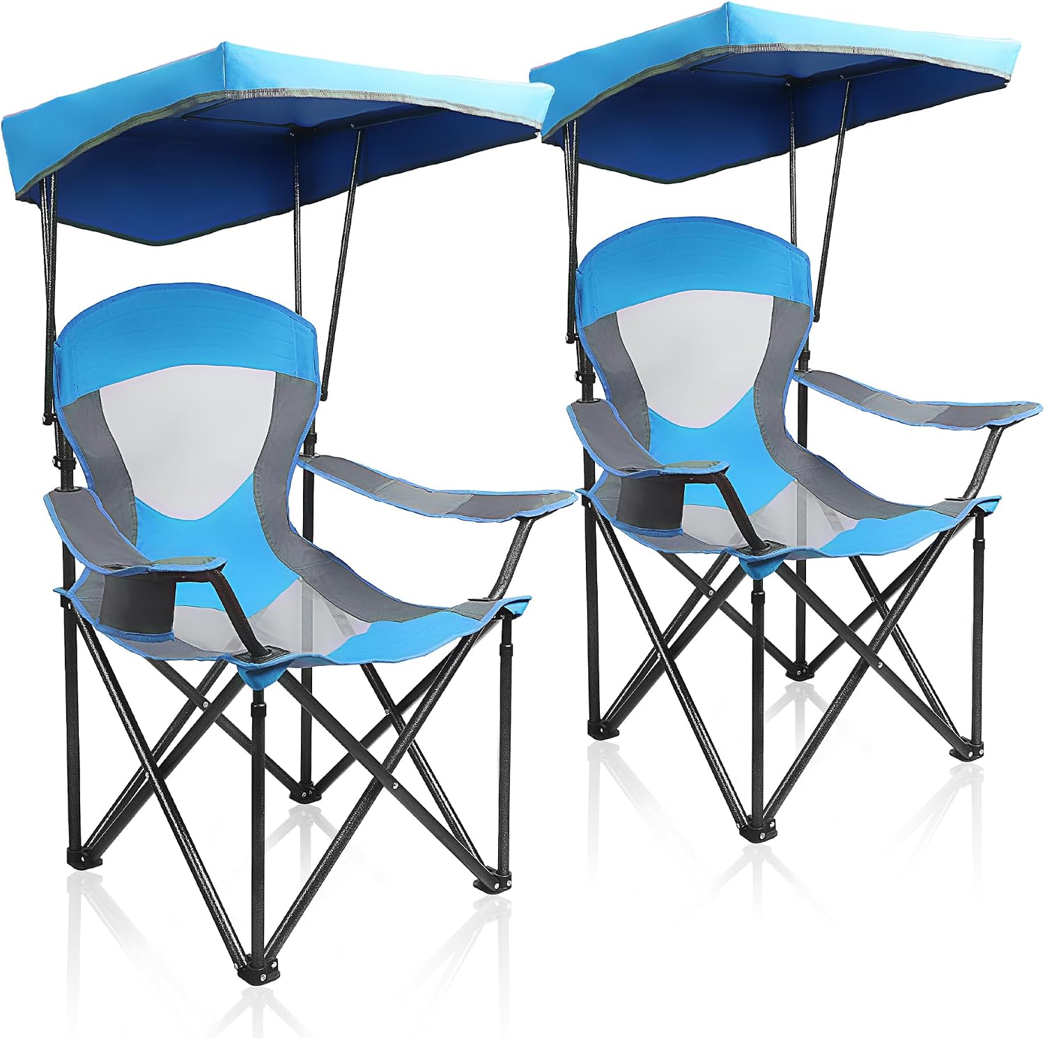 Thumbnail 5 de ALPHA CAMP Heavy Duty Canopy Camping Chair (Enamel Blue) – 350 lb Capacity, 2-Pack