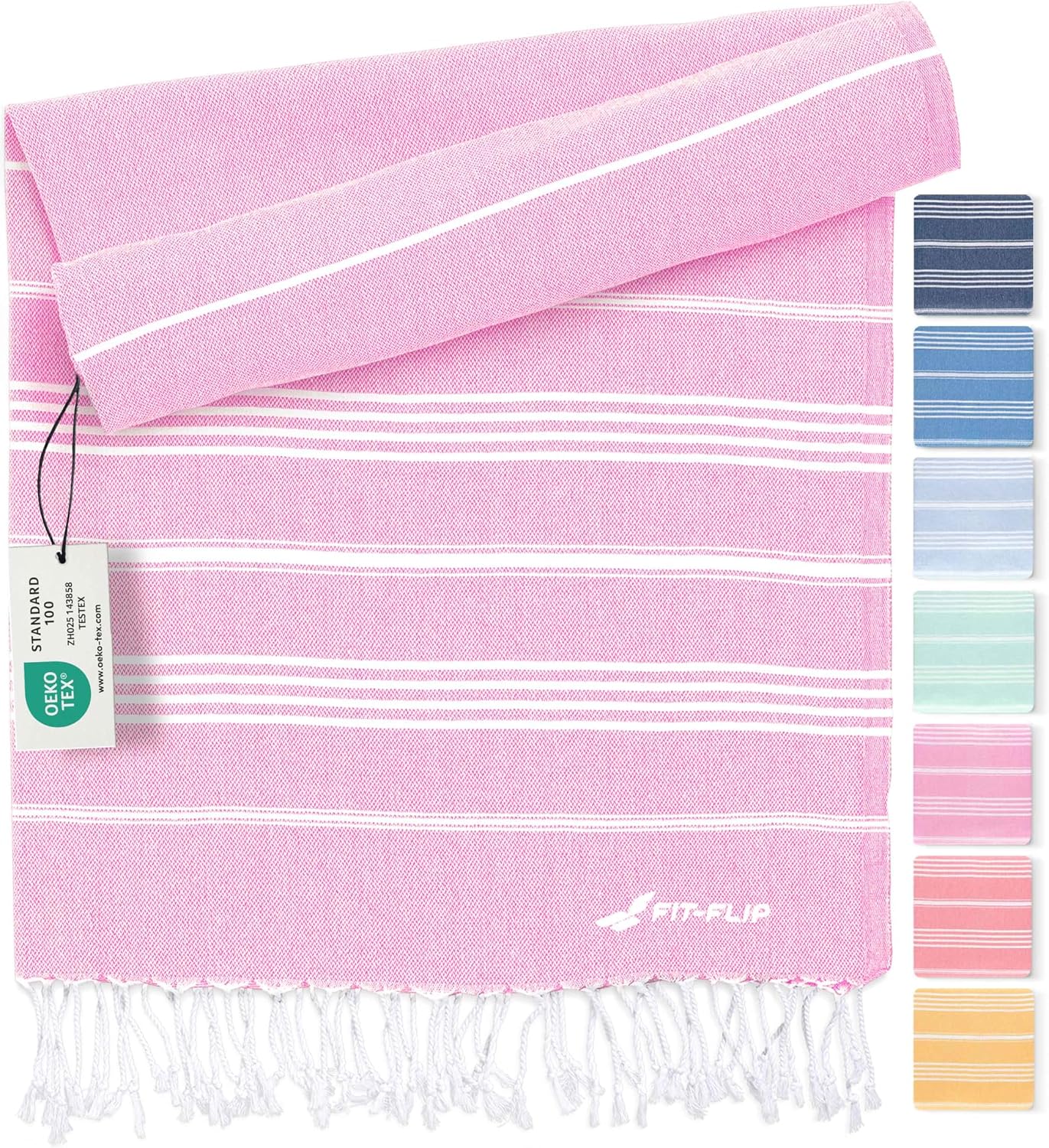 Fit-Flip Telo hammam – 100% cotone, 100x200 cm, rosa – fouta XXL per mare, sauna e doccia