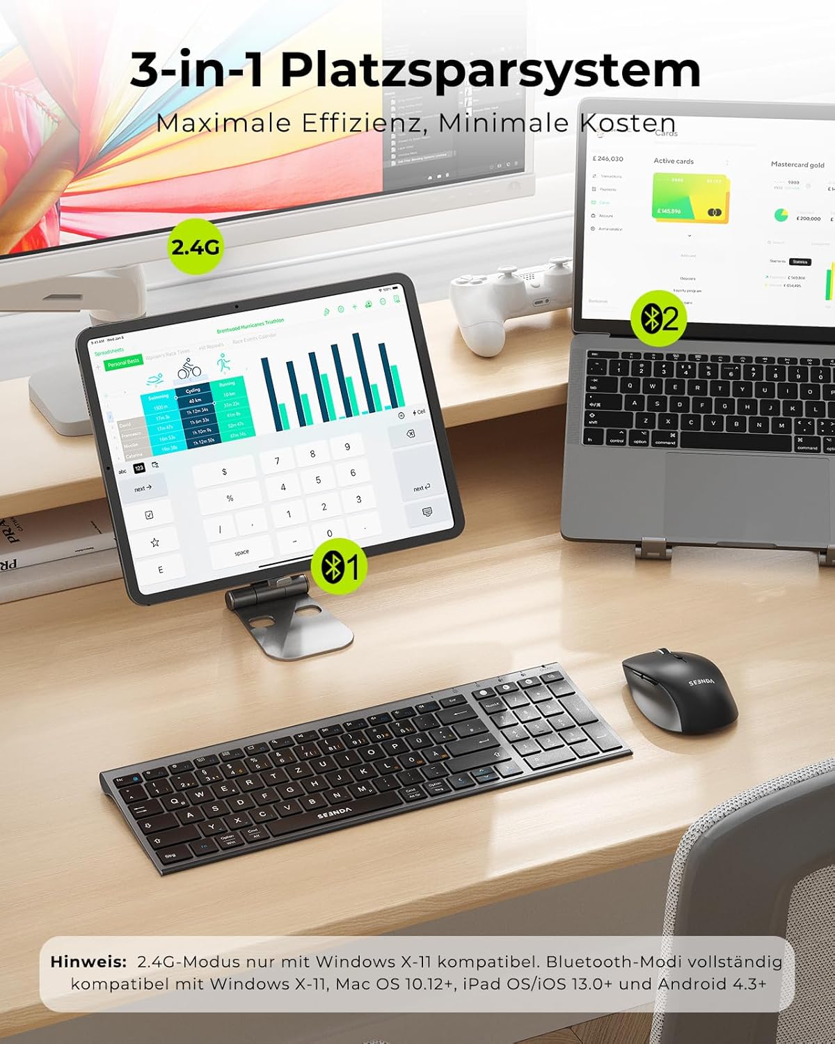 Detalle 2 de seenda COE401 Bluetooth Tastatur mit Maus