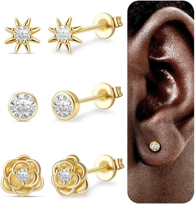 Detalle de Jagosen Ohrstecker-Set mit Zirkonia, 3 Paar