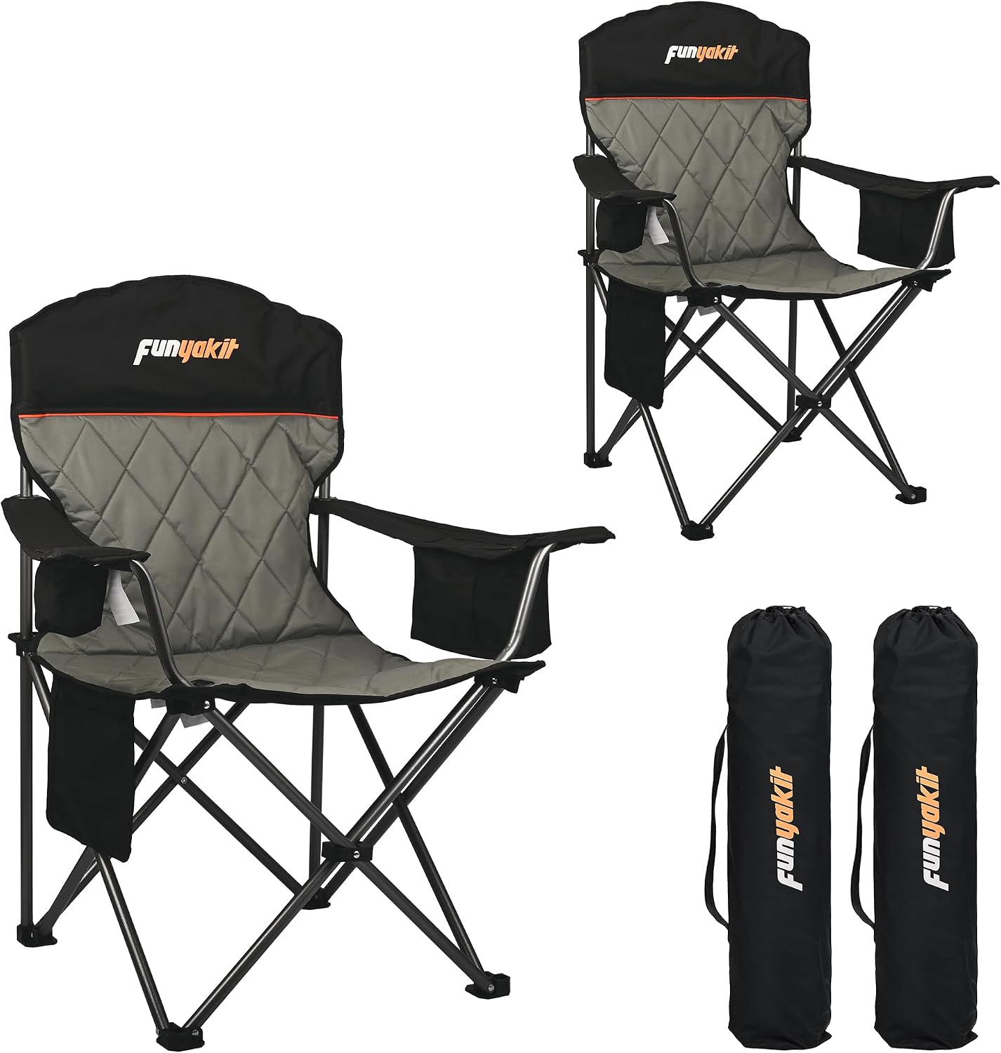 Detalle de FUNYAKIT FYK-006-2PCS-CA Camping Chairs, Padded with Cooler Pouch