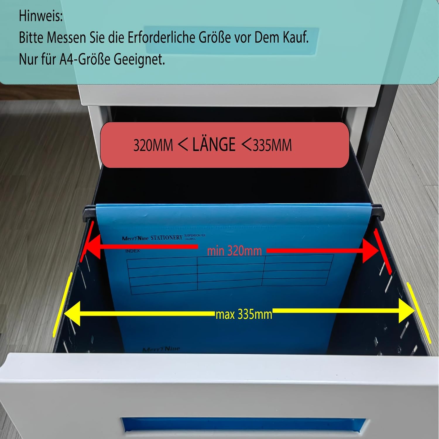 Detalle 2 de MerryNine A4-Hängemappen – 15 Stück, Polypropylen, blau, mit Etiketten + Kartenhalter