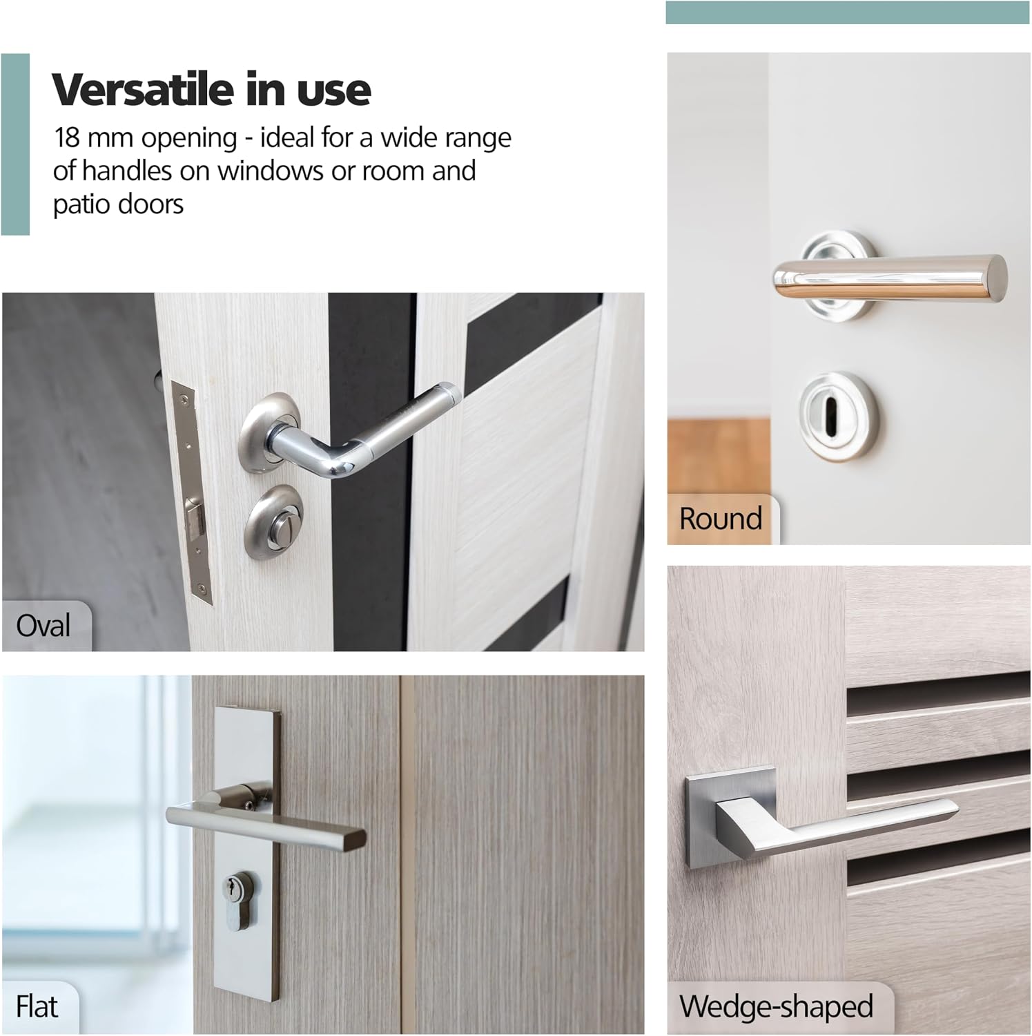 Detalle 2 de virea deurklinkstoppers, 6 stuks in transparant PVC met opening van 18 mm