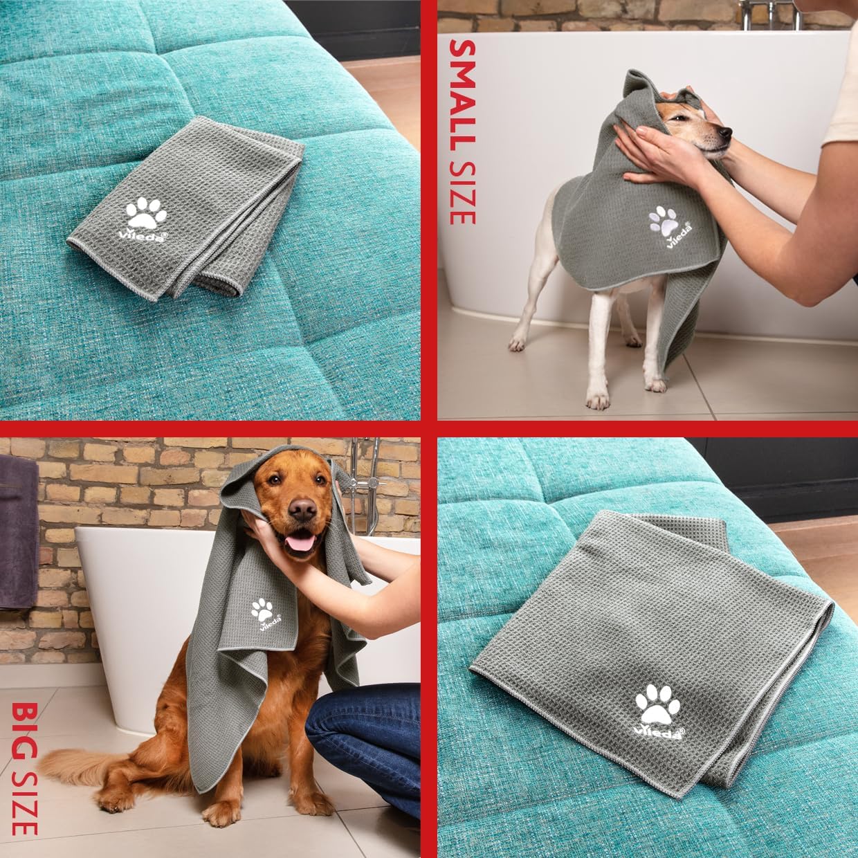 Detalle de Vileda Pet Pro XL: Panno in Microfibra per Animali, asciuga e pulisce rapidamente cani e gatti