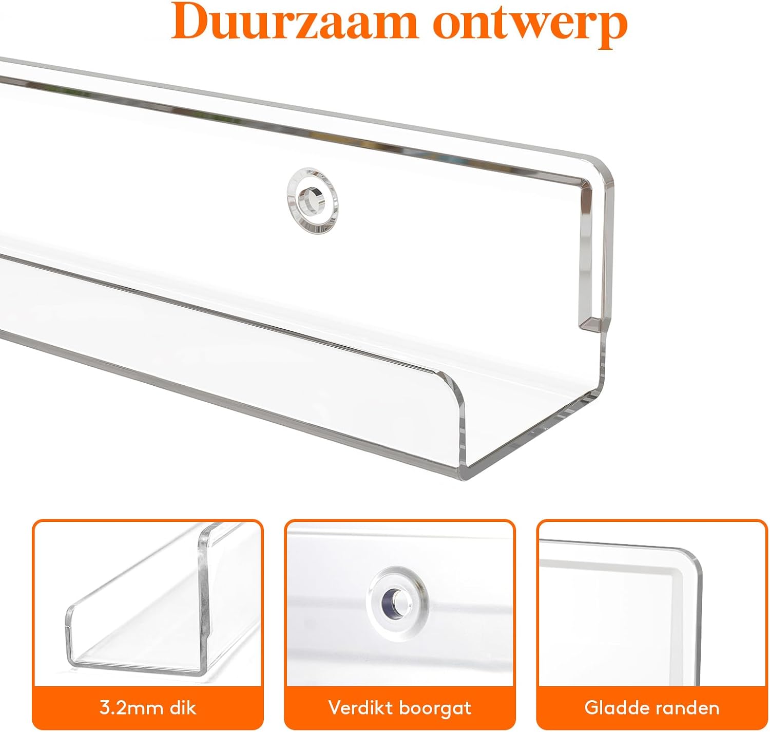 Detalle 2 de Lifewit 23120 zwevende platenplanken, set van 10 transparante acrylplanken