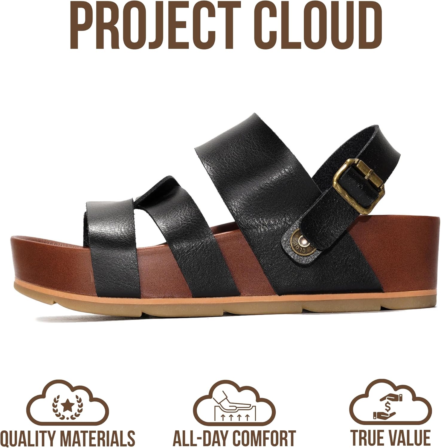 Thumbnail 3 de Project Cloud Platform Sandals for Women – Strappy Wedges with Plush & Soft Insole, Non-Slip Platform