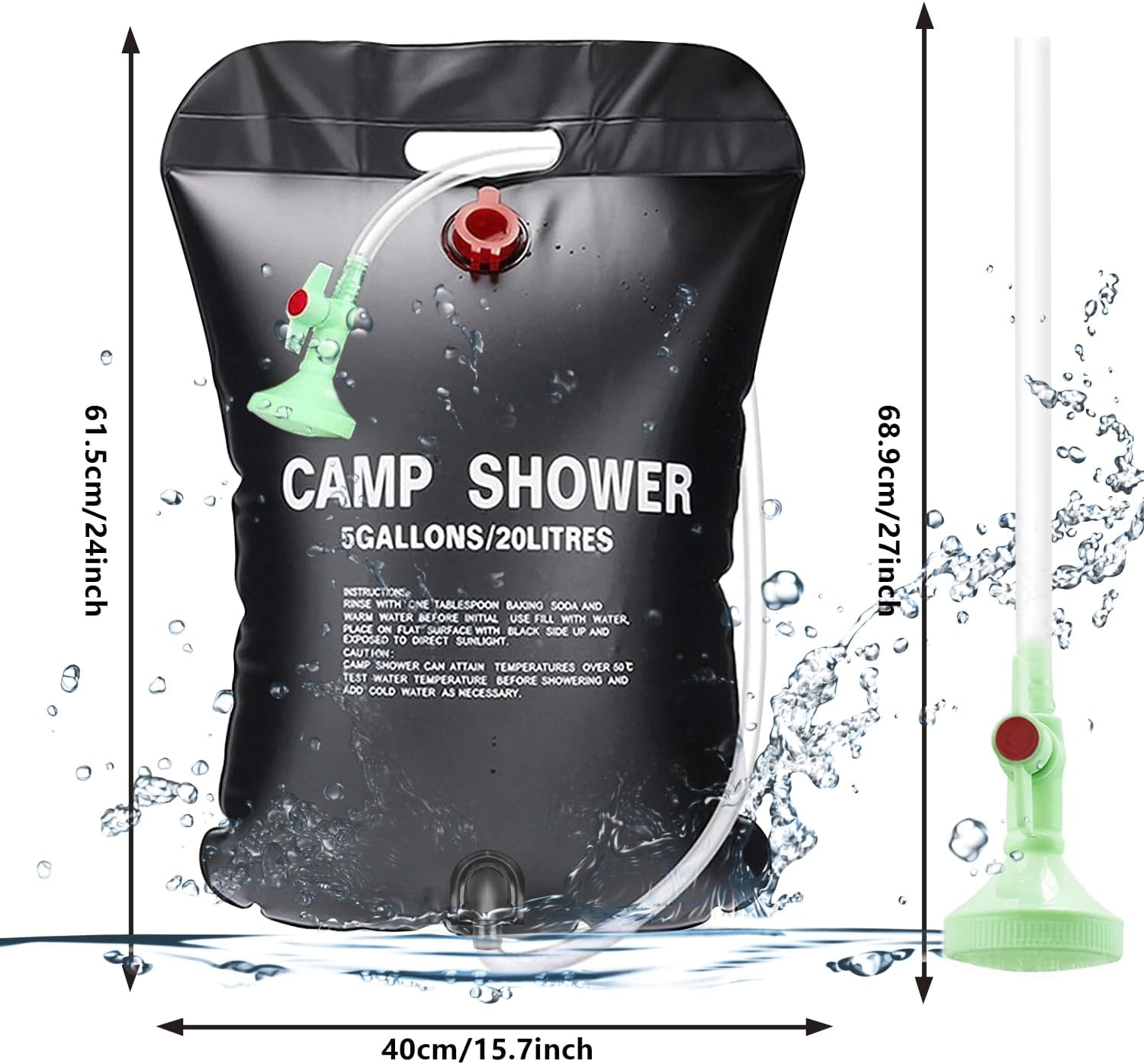 Thumbnail 2 de ECtury 20L Camping Shower: 5 Gallons Portable Solar Shower for Outdoor Use