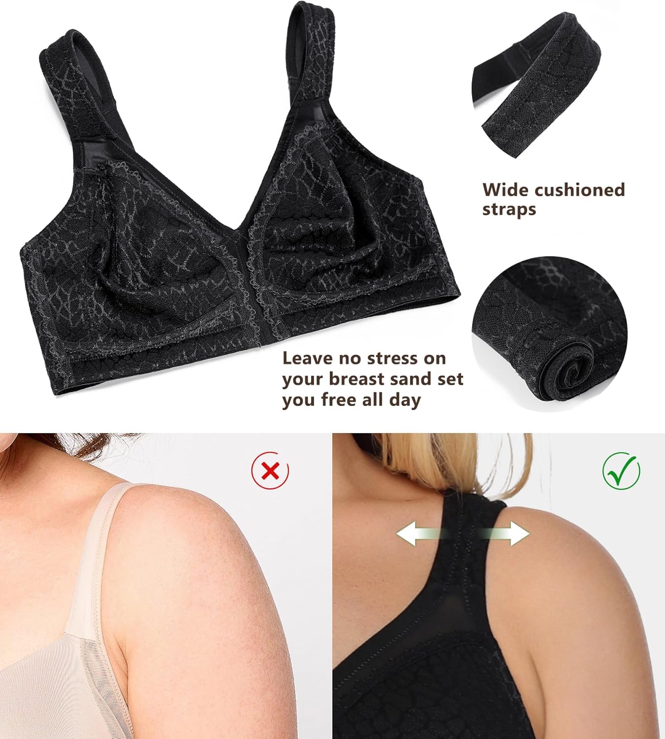 Thumbnail 1 de DotVol Damen Komfort Vollschalen Minimizer BH ohne Bügel (Große Größen) – mit breiten, verstellbaren Trägern
