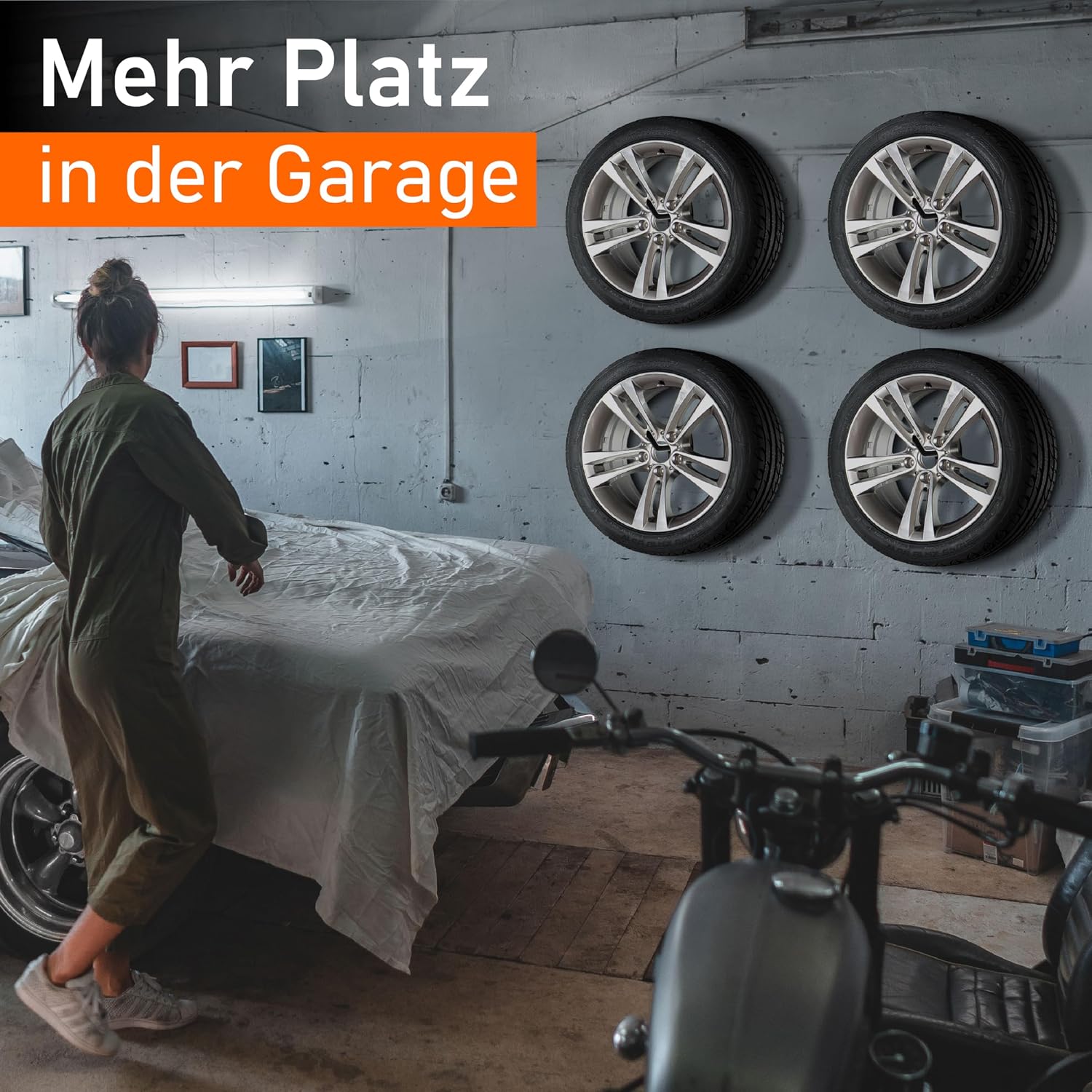 Detalle de Upgrade4cars Reifen Wandhalterung für 8 Felgen – Wandhalterung Set inkl. Schrauben & Dübel