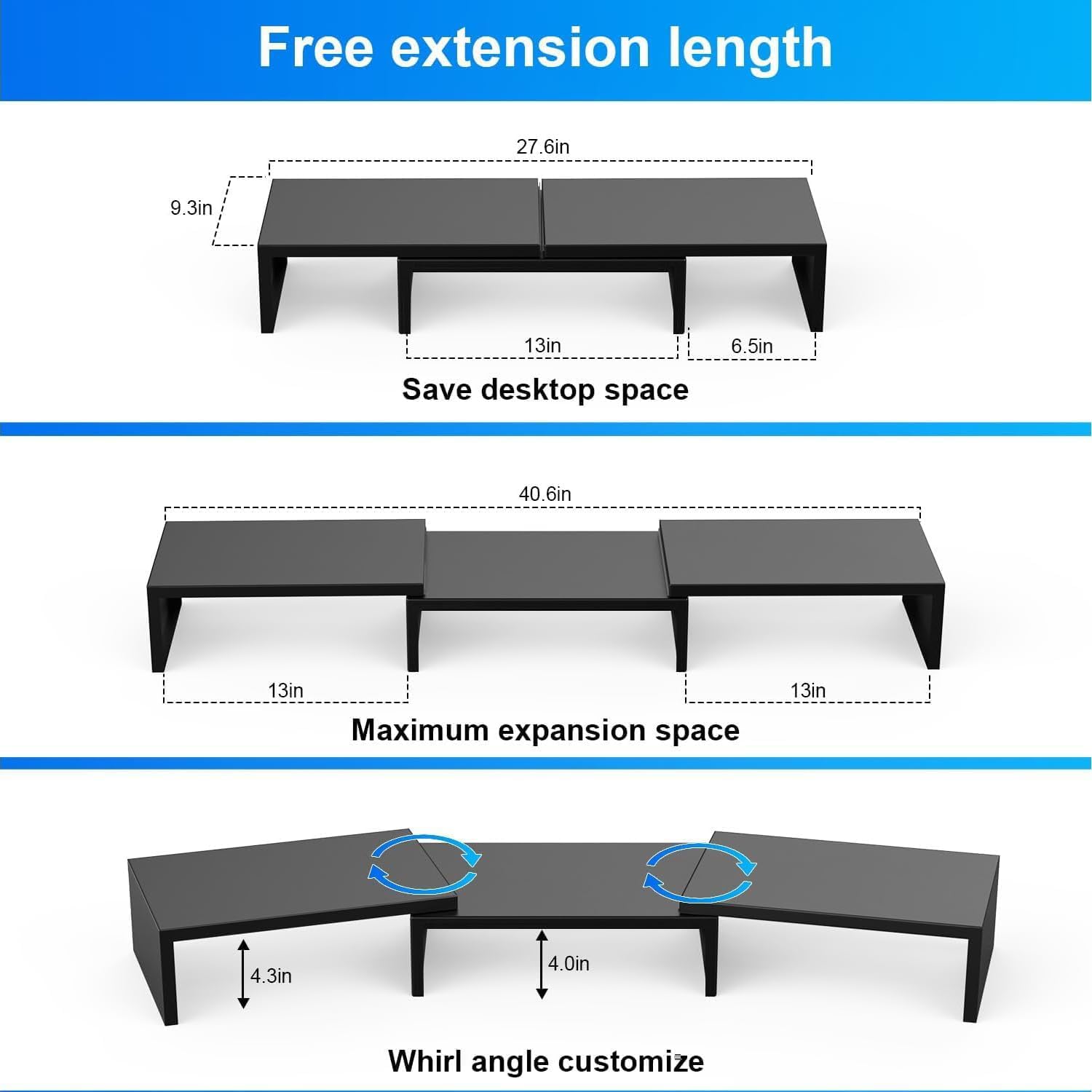 Detalle de Pygocereri Dual Stand Rise for Desk – Metal Desk Shelf Riser and Laptop/Printer Stand
