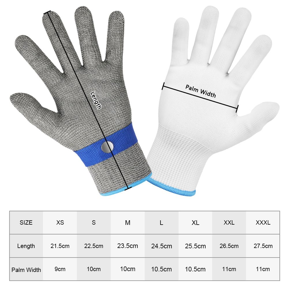flintronic 2 Cut Resistant Gloves Level 9 stainless steel mesh cut-proof work gloves (M)