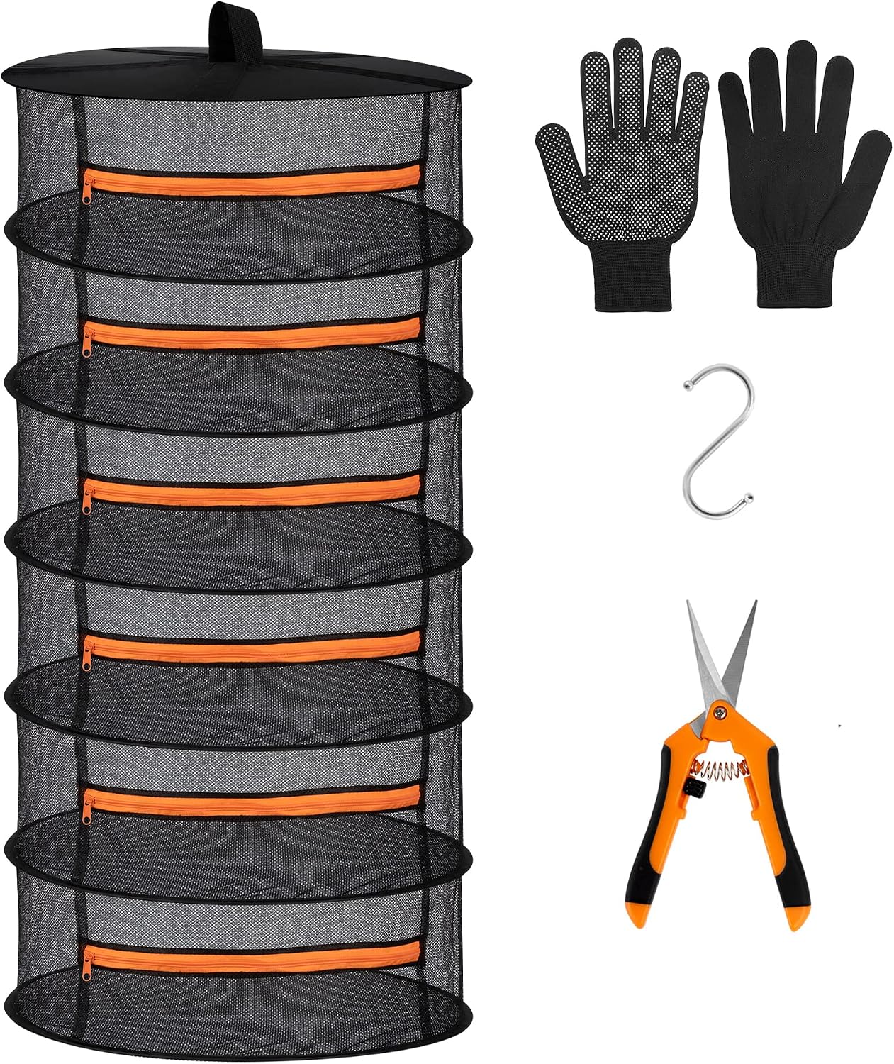 Detalle de Desy & Feeci 6layer 6-Tier Herb Drying Rack with Mesh and Orange Zippers