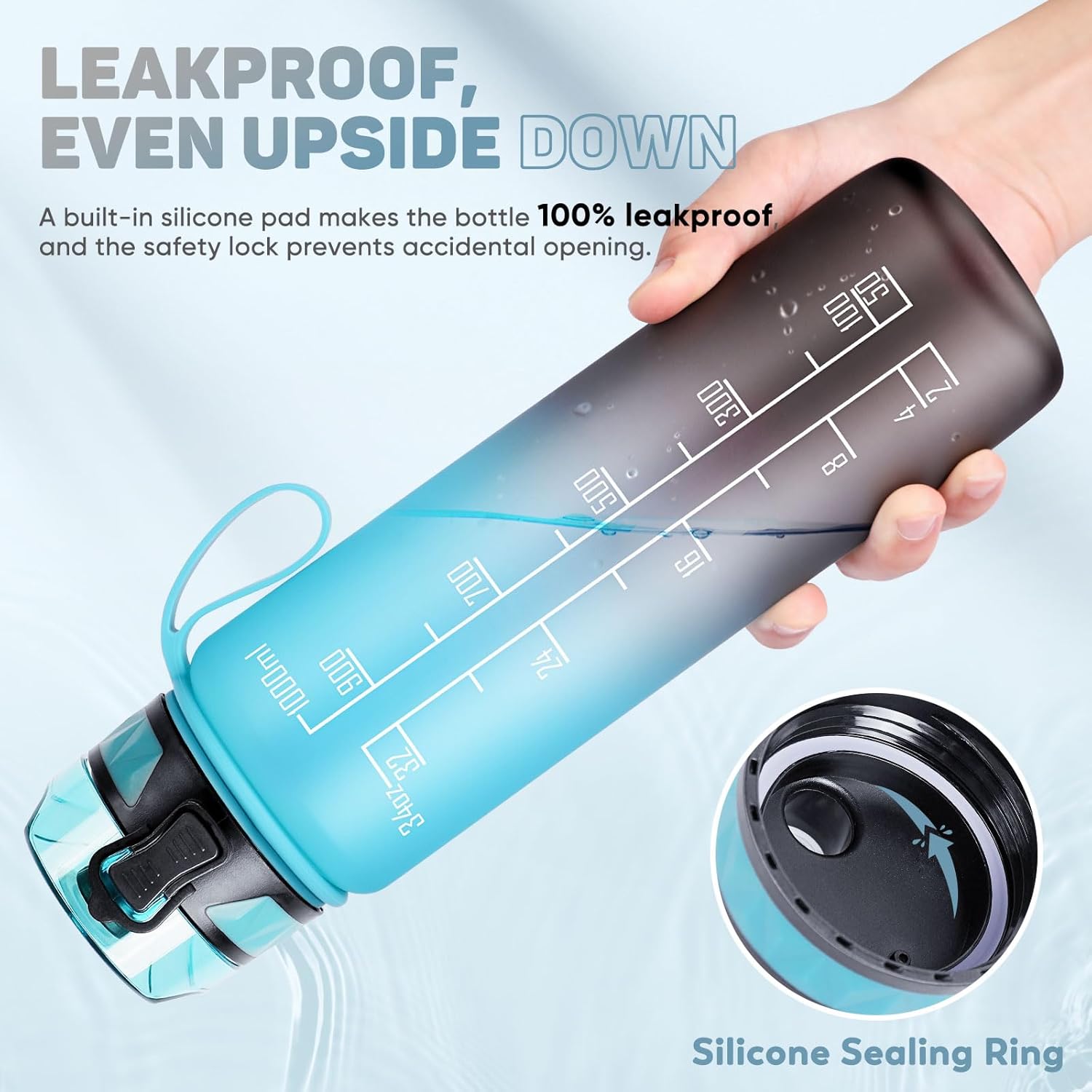 Thumbnail 1 de FULDENT Trinkflasche 1L Sport-Wasserflasche mit rutschfestem Gummi-Grip (BPA-frei) für Fahrrad, Outdoor, Schule & Gym