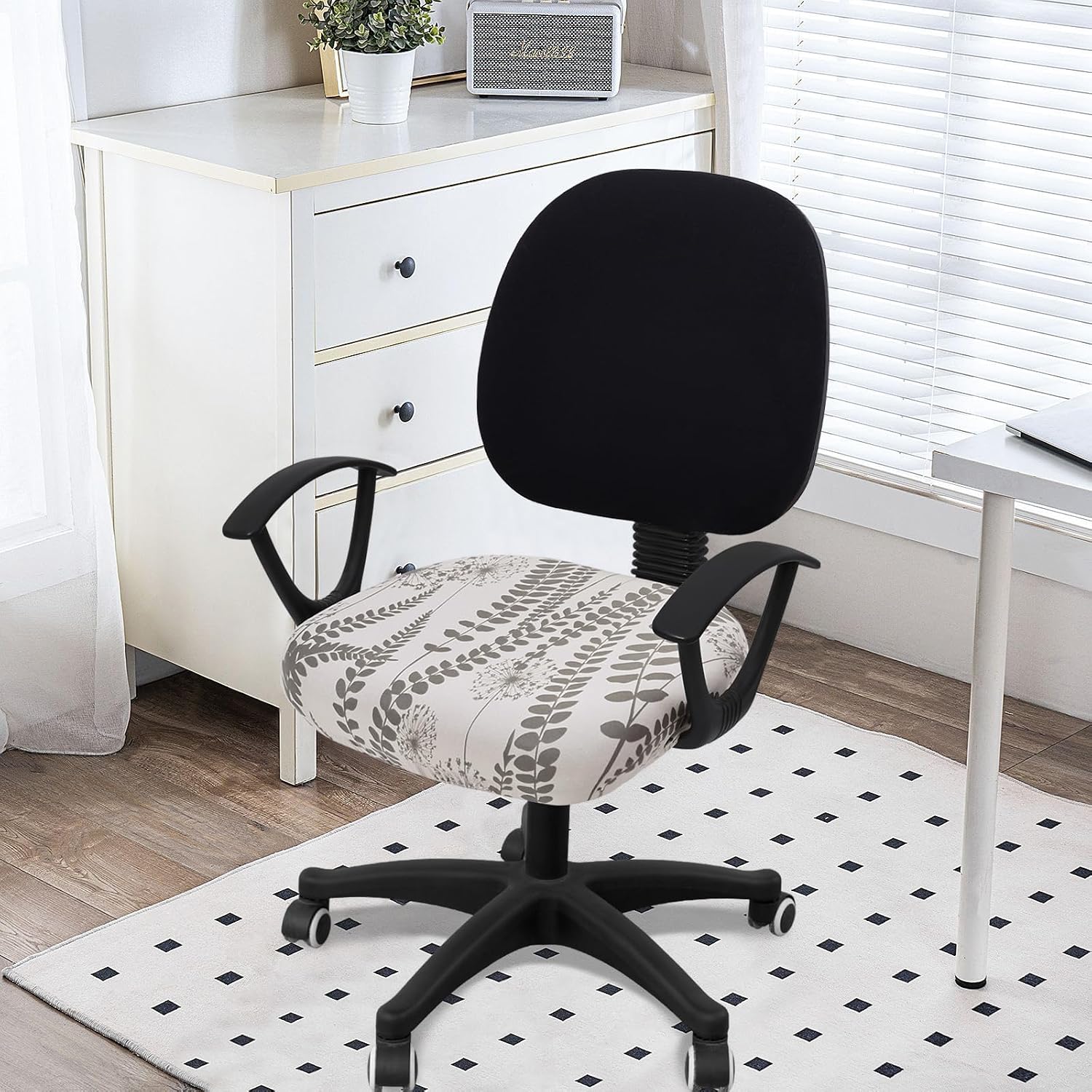 Thumbnail 1 de Smiry Printed Office Chair Seat Cover, Stretch Fit, Sage Gray, Washable