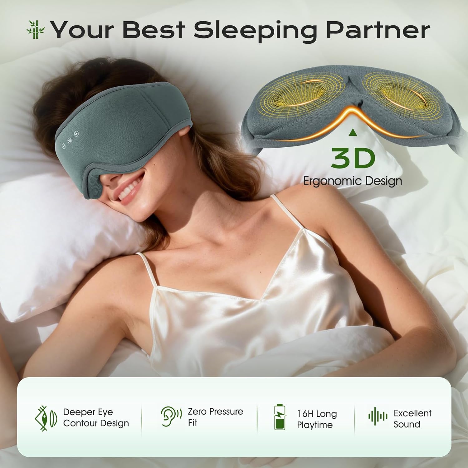 Detalle de MUSICOZY Sleep Mask Headphones 16H