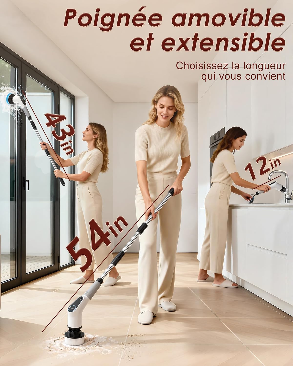 Detalle 2 de Brosse de nettoyage électrique rotative 8 têtes