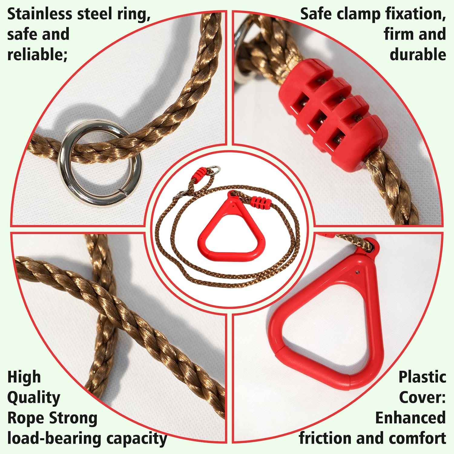 Detalle de Vdealen Kinder Klettern Ringe Schaukel – Multifunktion, 2er-Pack, Outdoor/Indoor