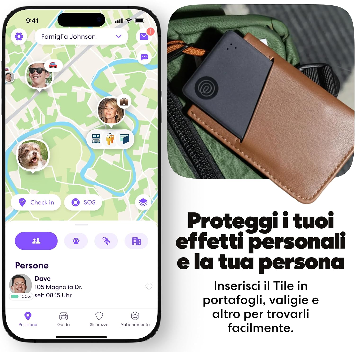 Thumbnail 1 de Life360 Tile Slim: Localizzatore Bluetooth ultra-sottile per portafogli, bagagli e molto altro