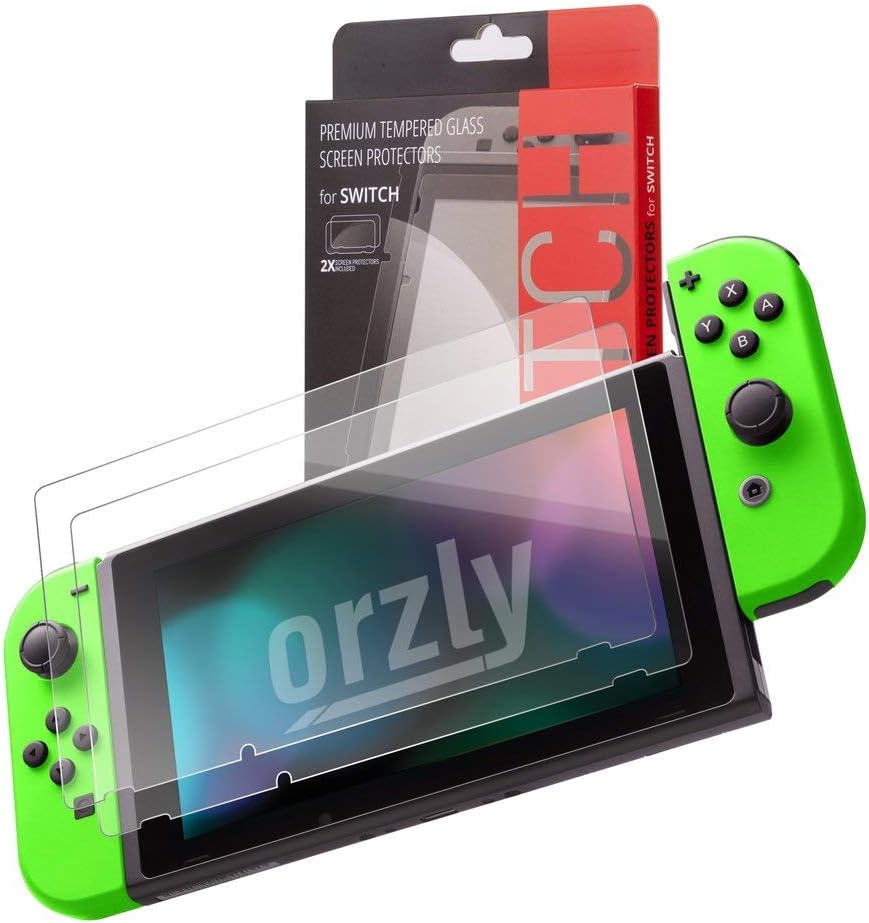 Detalle de Orzly Switch Accessories Bundle: Case, Screen Protectors, Cable, Headphones & More for Nintendo Switch (Green)