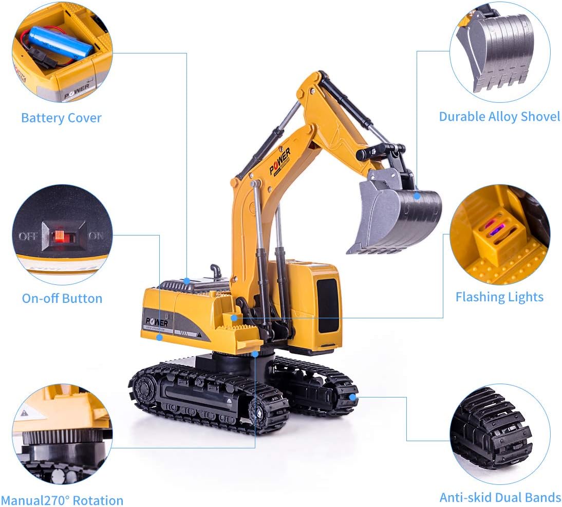 Detalle de Highttoy HH206YE zdalnie sterowana koparka RC 1:24, 6 kanałów, LED i dźwięk