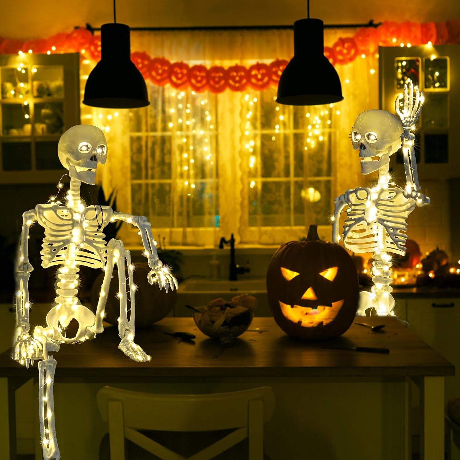 Thumbnail 5 de wymulot 1 Halloween Skeleton 2-Pack, 40-Inch Posable Figures with 400 LEDs