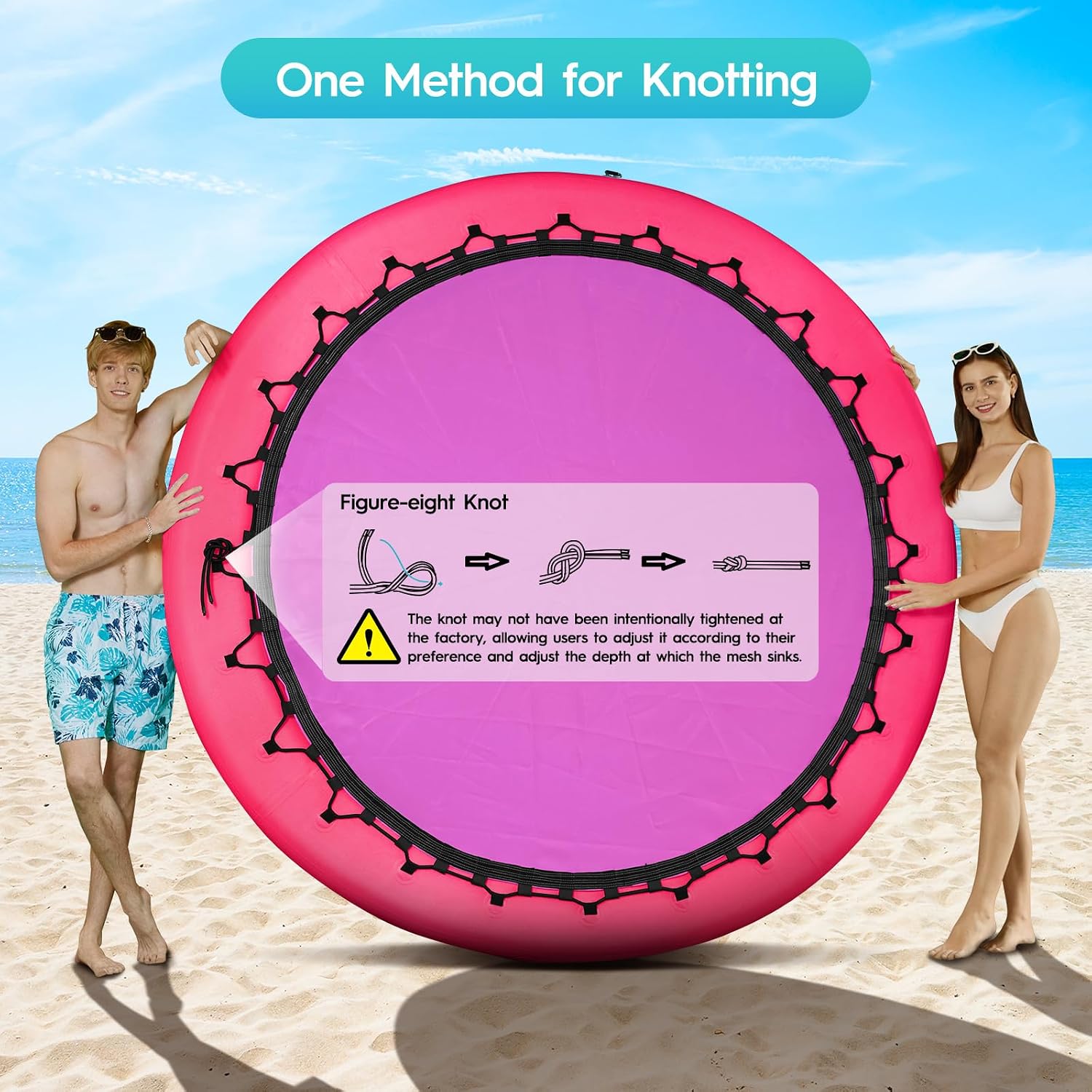 Detalle 2 de CALOBANA 8ft Inflatable Round Water Hammock Floating Ring Dock Platform for Adults