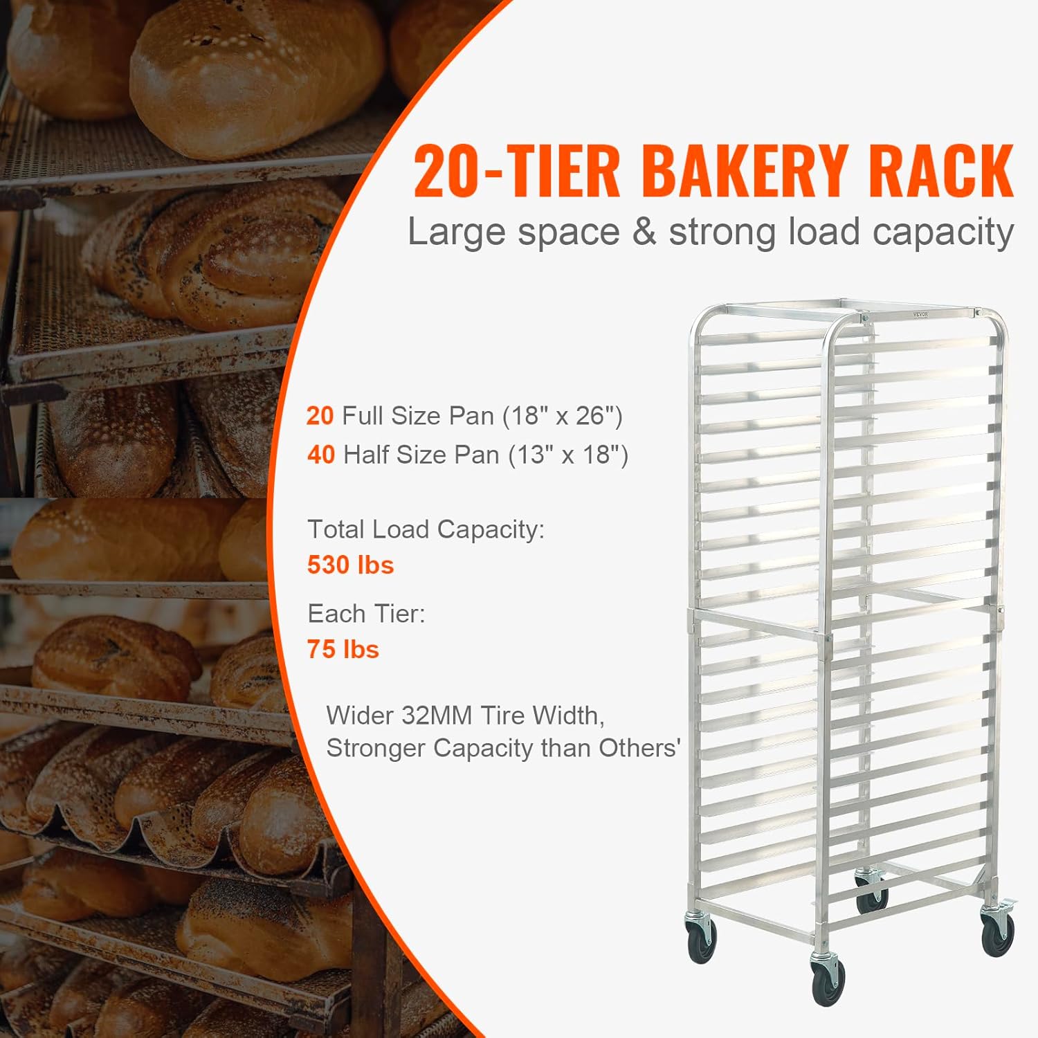 Thumbnail 2 de VEVOR Bun Pan Rack 530 lb Capacity 🍞
