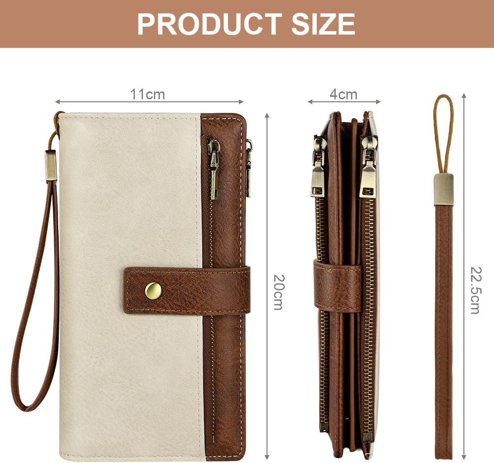 Detalle 2 de Vicloon portefeuille femme en cuir PU RFID avec 24 emplacements et double fermeture