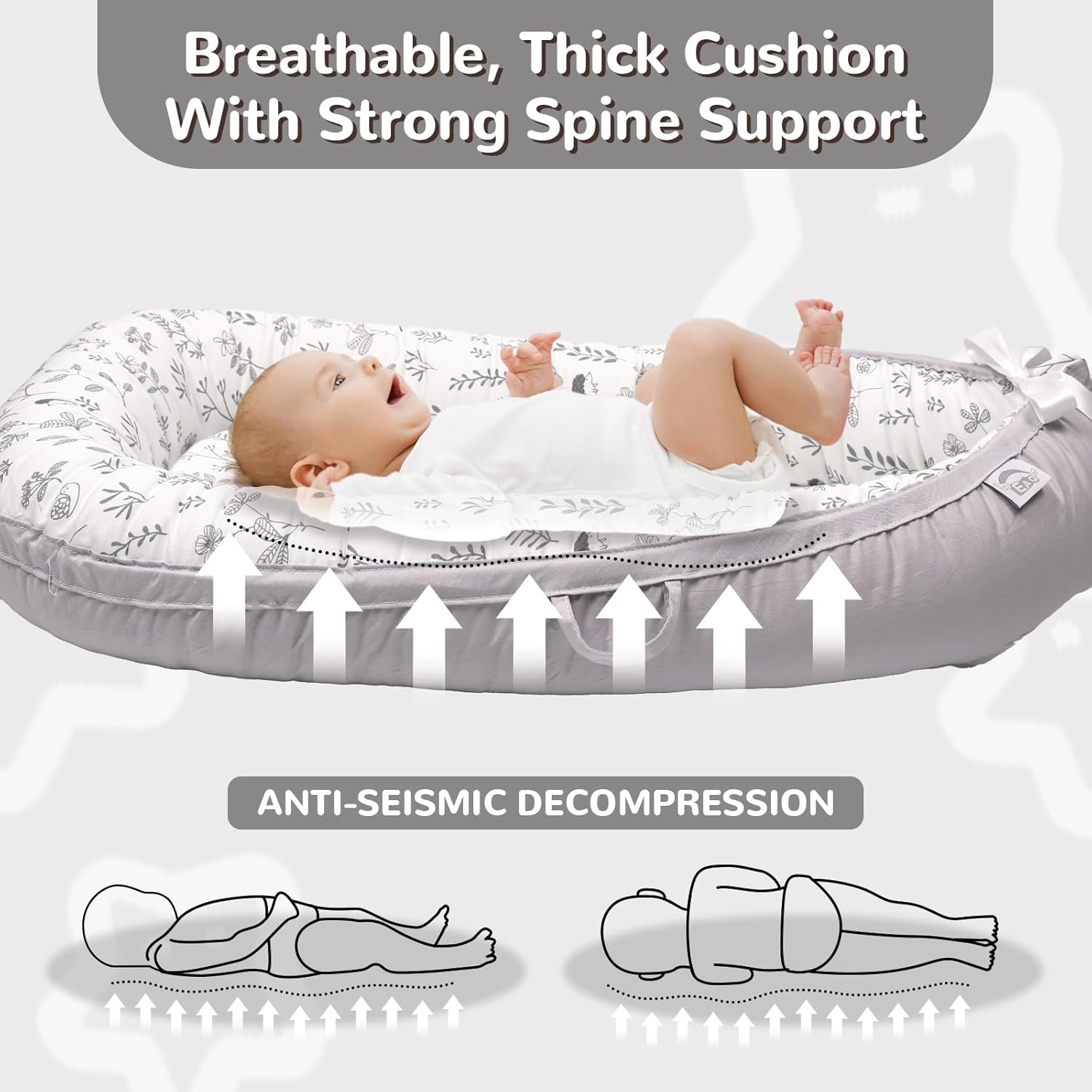 Thumbnail 4 de EAQ Baby Lounger Baby Nest for Co-Sleeping (Cotton) – Hedgehog, for 0–12 Months