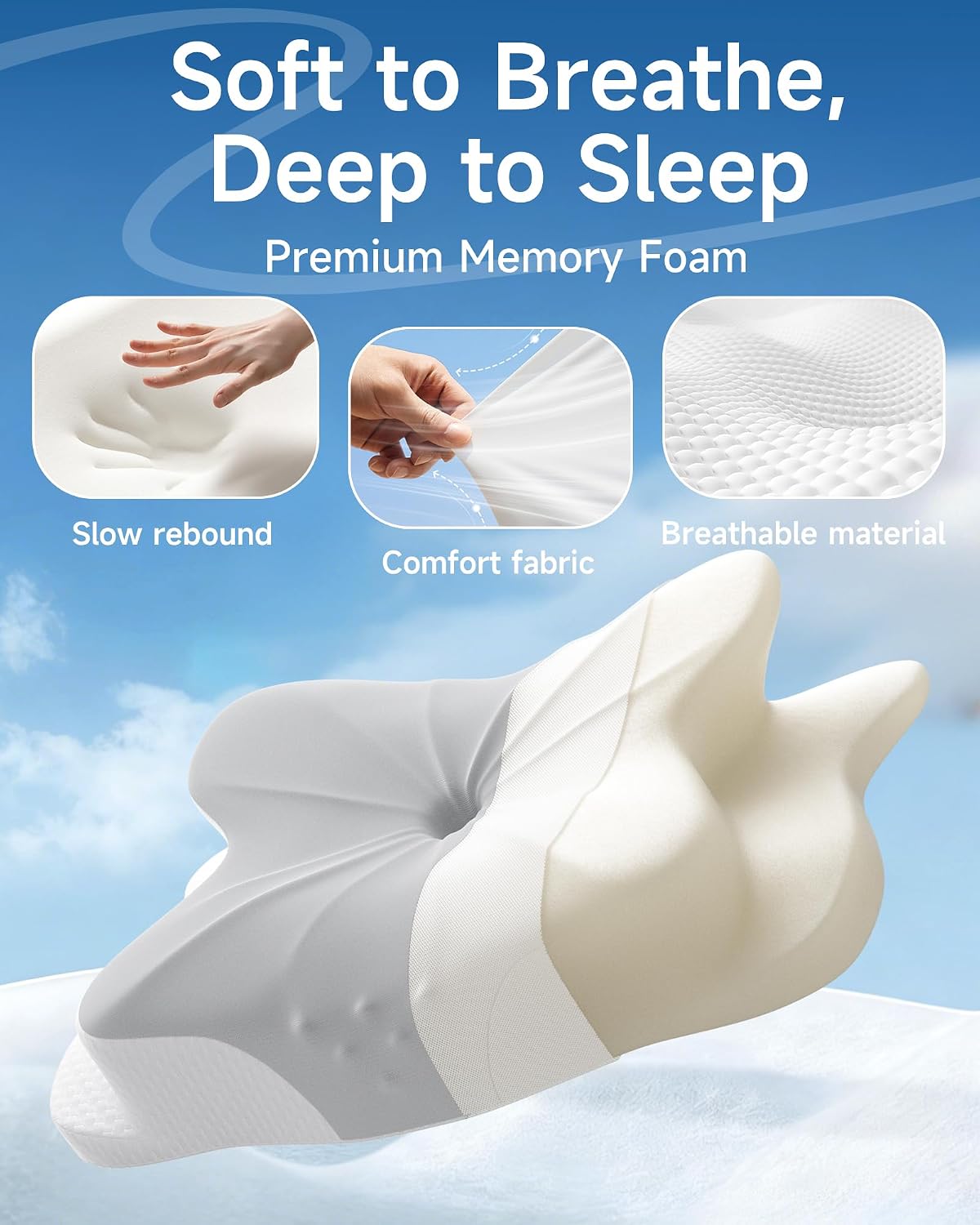 Detalle 2 de iSkey Ergonomic Cervical Pillow with 3 Firmness Levels and Butterfly Contour