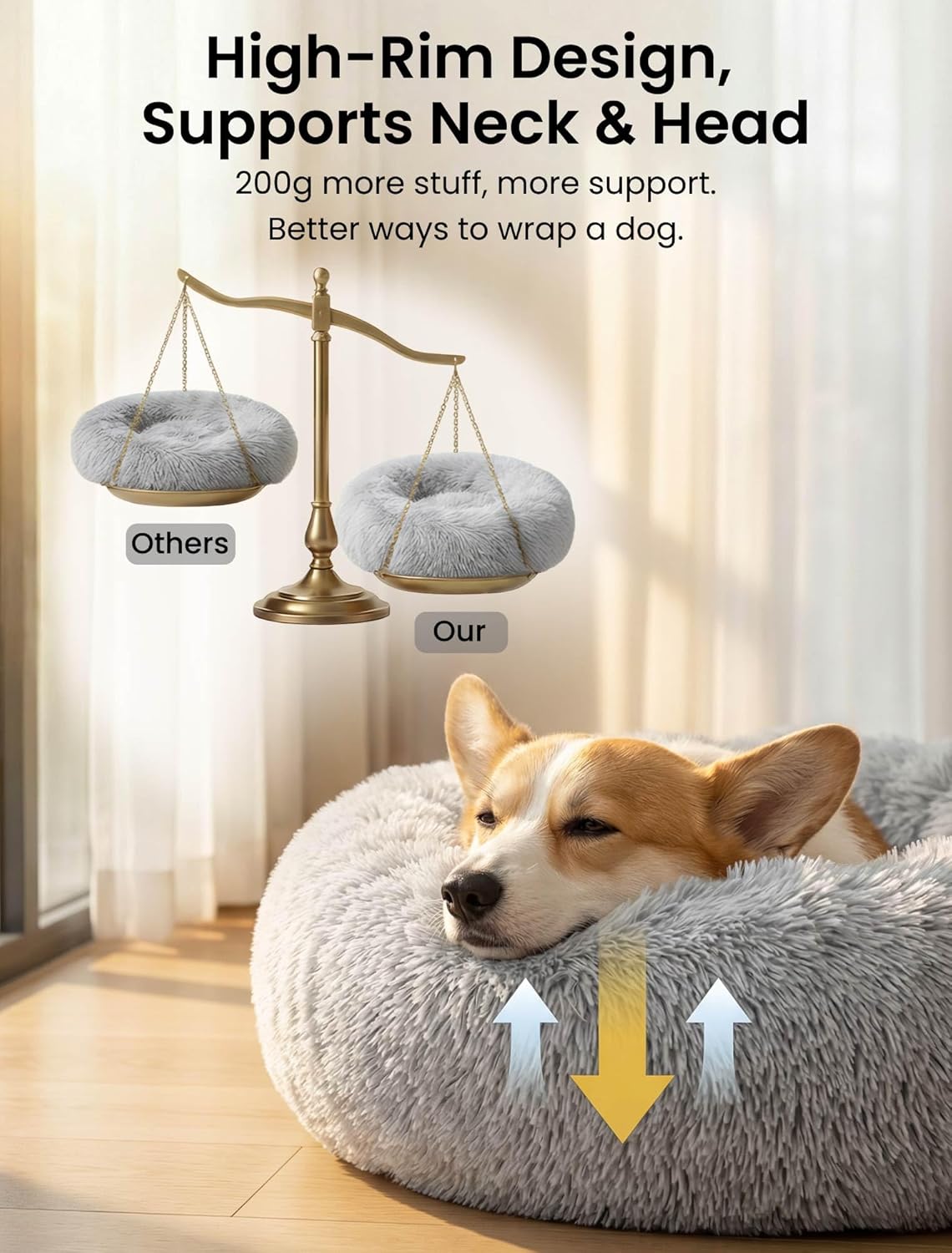 Thumbnail 4 de Moistu Small Dog Bed with Removable Cover (50cm) – Washable Donut Pet Bed with Zip, Orthopedic Support & Anti-slip Base