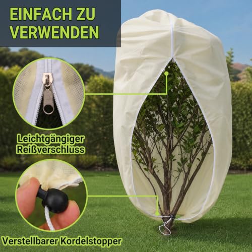 Thumbnail 1 de AKSBTEC Winterschutzhauben, 2 Stück, 120 × 180 cm, 85 g/m² mit Reißverschluss