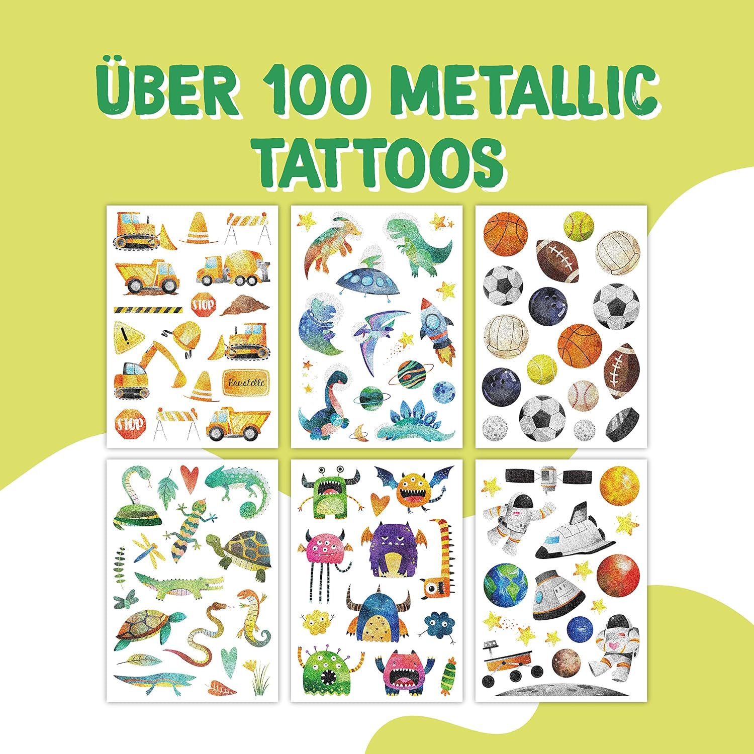 Detalle 2 de Papierdrachen 100 Metallic Tattoos