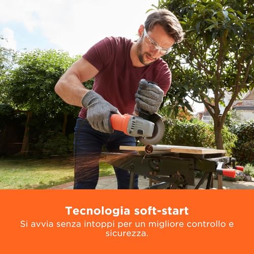 Detalle de BLACK+DECKER BEG010-QS smerigliatrice angolare a filo da 710 W, disco 115 mm