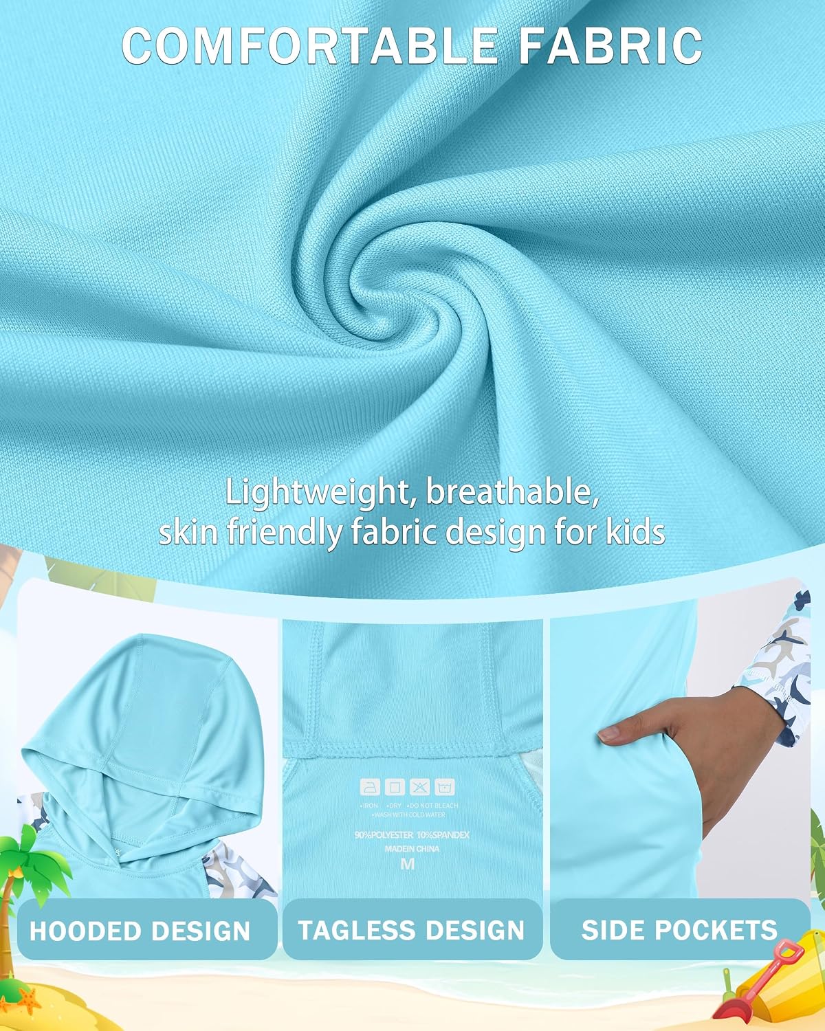 Detalle 1 de DRONIRING Boys Rash Guard Hoodie UPF 50+