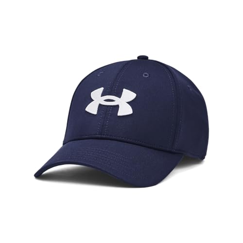 Detalle de Under Armour Blitzing Low Stretch Fit Cap - Midnight Navy / White: gorra ajustable para entrenamiento