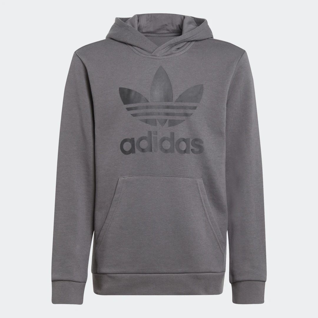 Detalle de Sudadera con capucha Trefoil de Adidas (gris) — comodidad y estilo cotidiano