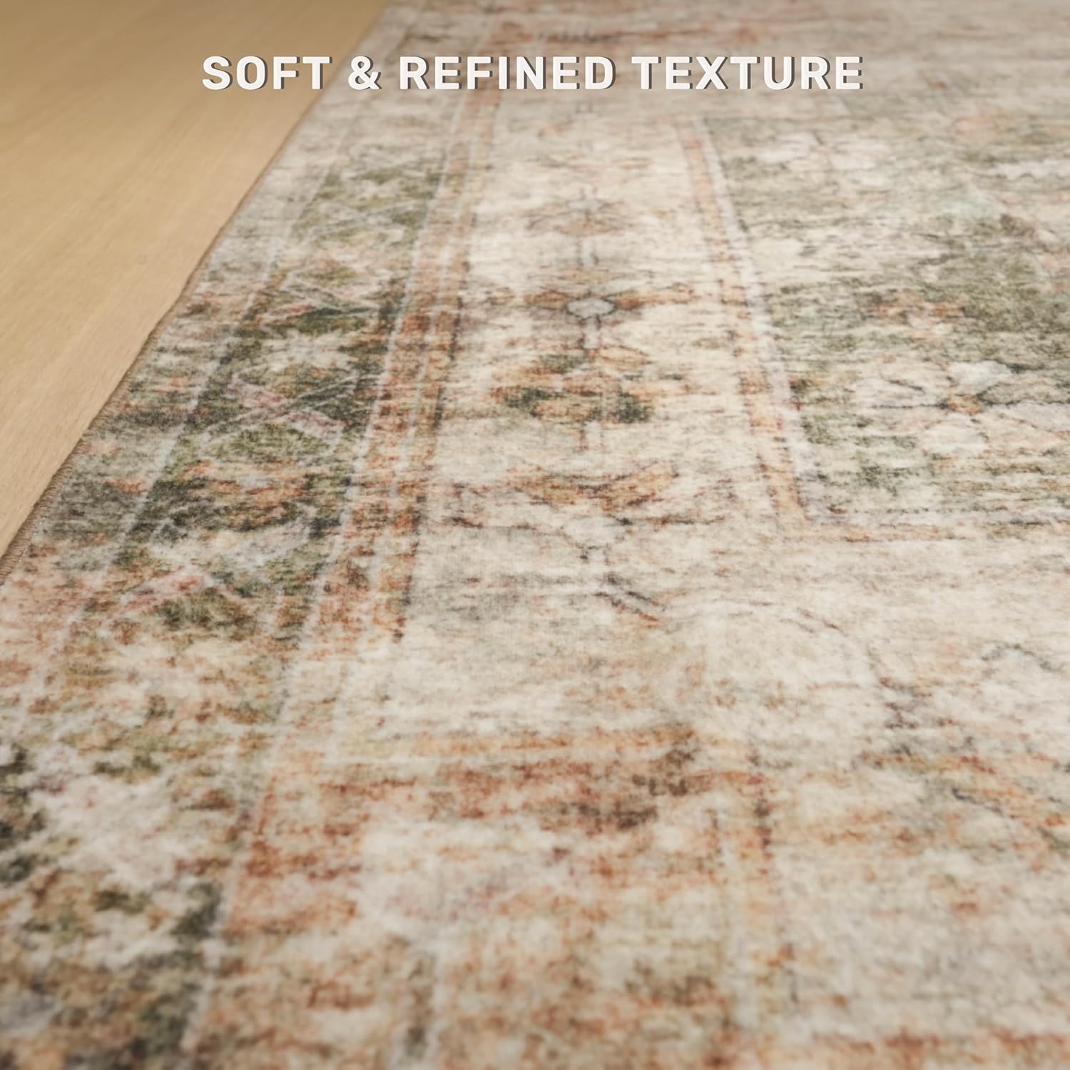 Thumbnail 2 de Hazo Haus Farmhouse Area Rug 8x10 (Brown & Green) — Washable, Non-Slip, Soft Low-Pile Floor Rug