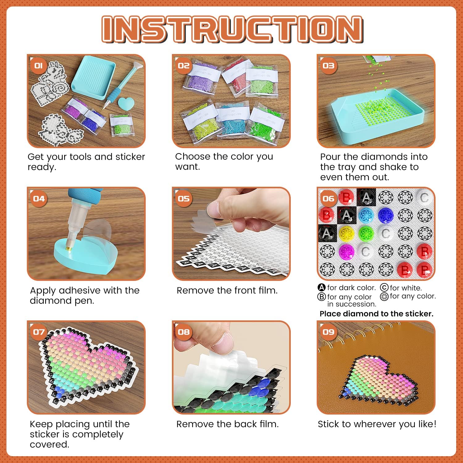 Thumbnail 6 de ARTDOT AD-DPK-FDS38 diamond painting-stickerset voor kinderen, 38 stuks