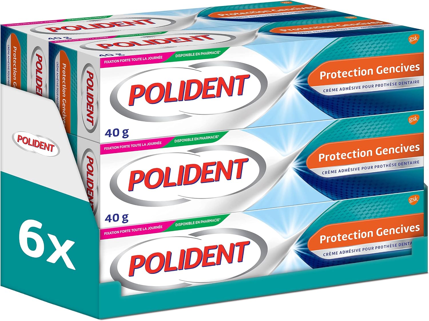 Detalle de Polident Crème Fixative 12 h, lot 6x40 g