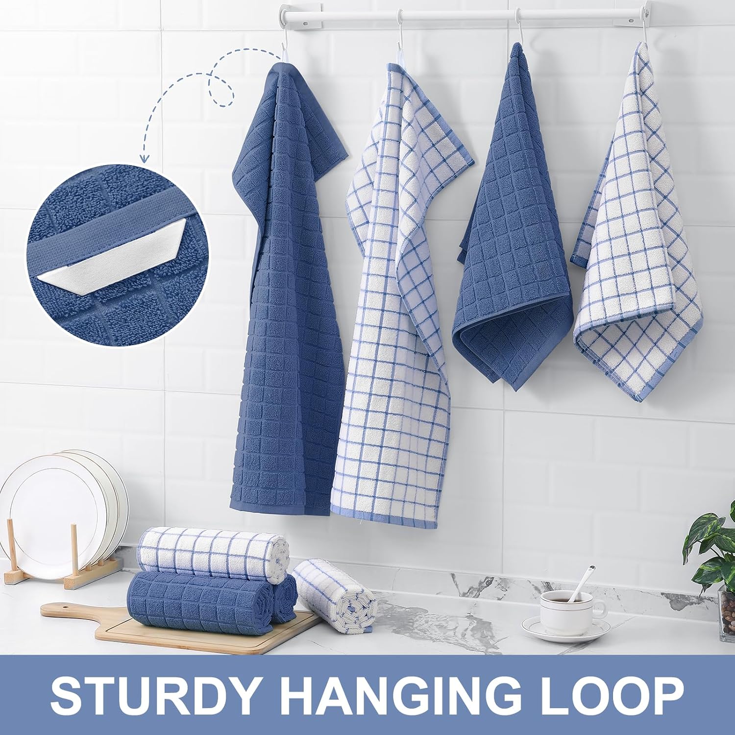 Thumbnail 5 de Homaxy Premium Cotton Kitchen Towels 12-pack 16"x28" 🧻