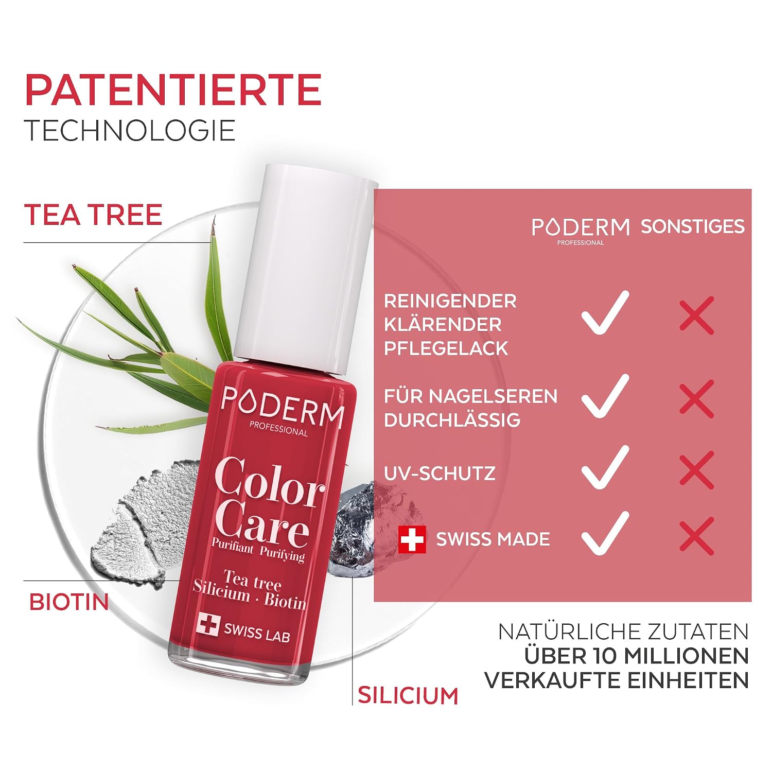 Thumbnail 3 de PODERM Teebaum-Nagellack Color Care Rot