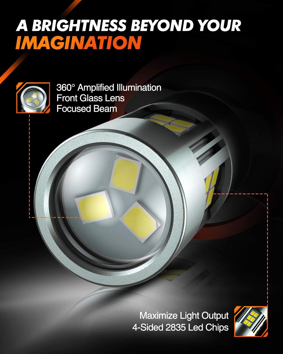 Thumbnail 2 de SEALIGHT F1 Series H11/H8/H16 LED Fog Light Bulbs (or DRL), 360° illumination, 6000K, Pack of 2