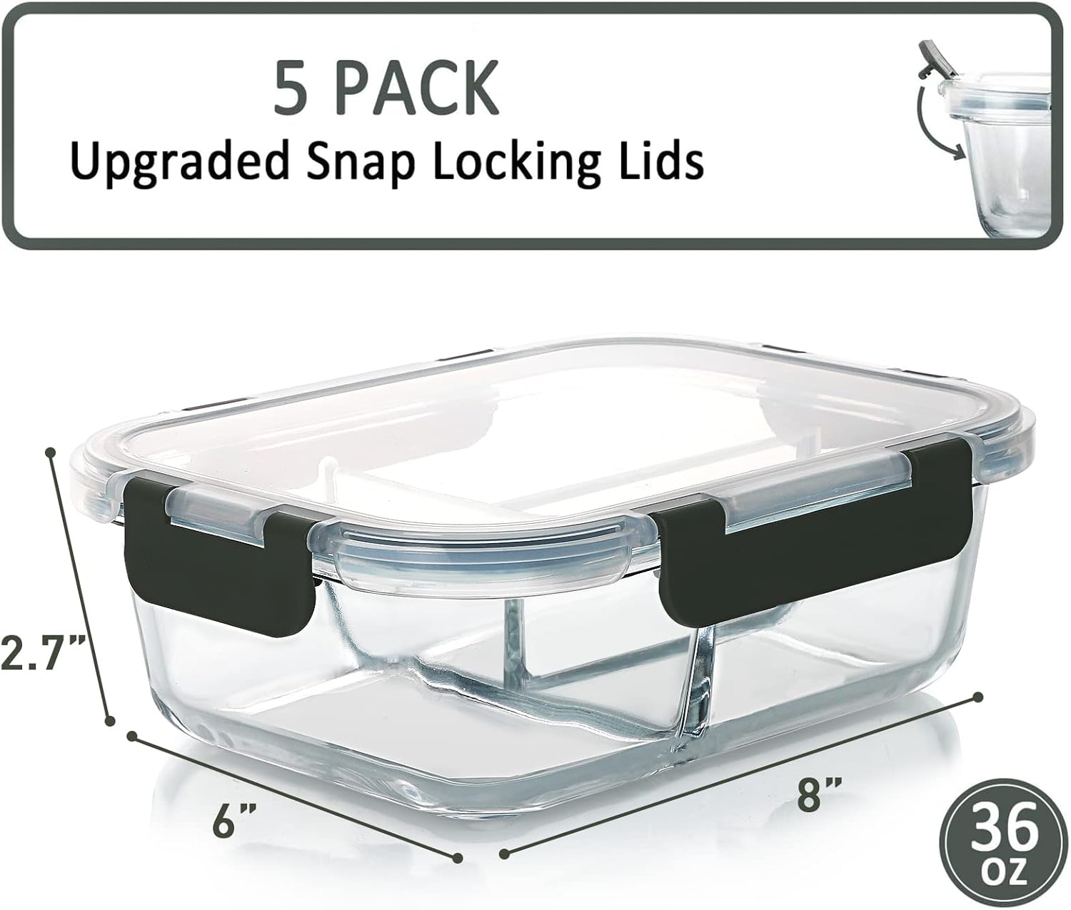 Thumbnail 1 de MCIRCO Glass Meal Prep Containers 36 oz 🍱