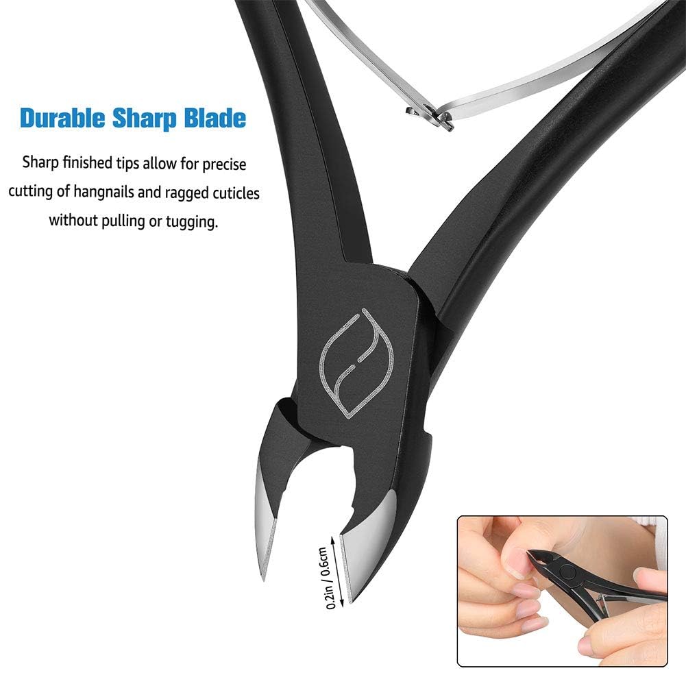 Detalle de FERYES LE-S301 1/2-Jaw Cuticle Nippers, Stainless Steel, Black