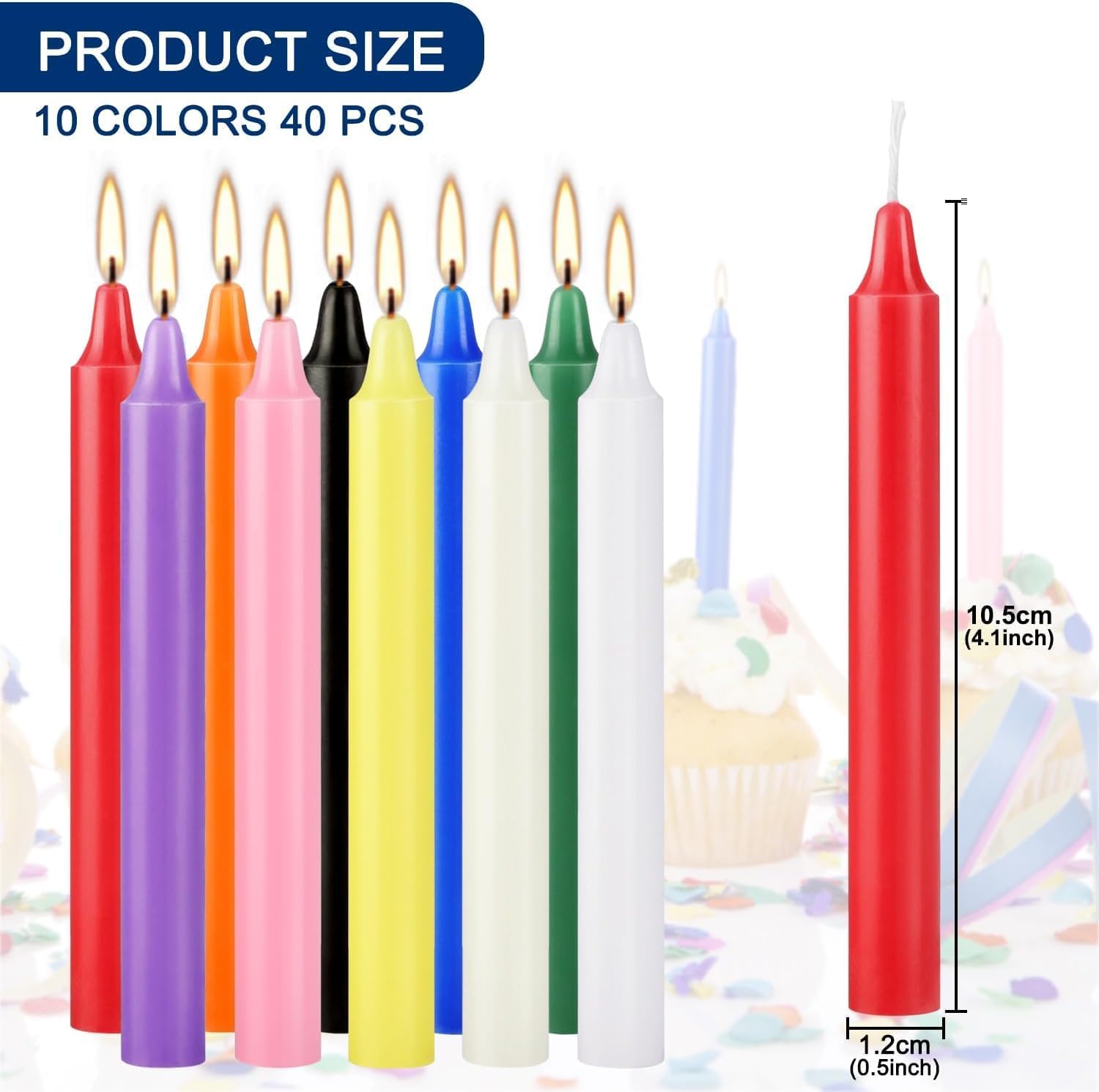 Thumbnail 1 de YOROXRG TAPER40 COLOURS Spell Chime Candles, 40-Pack, 4-Inch Tapers